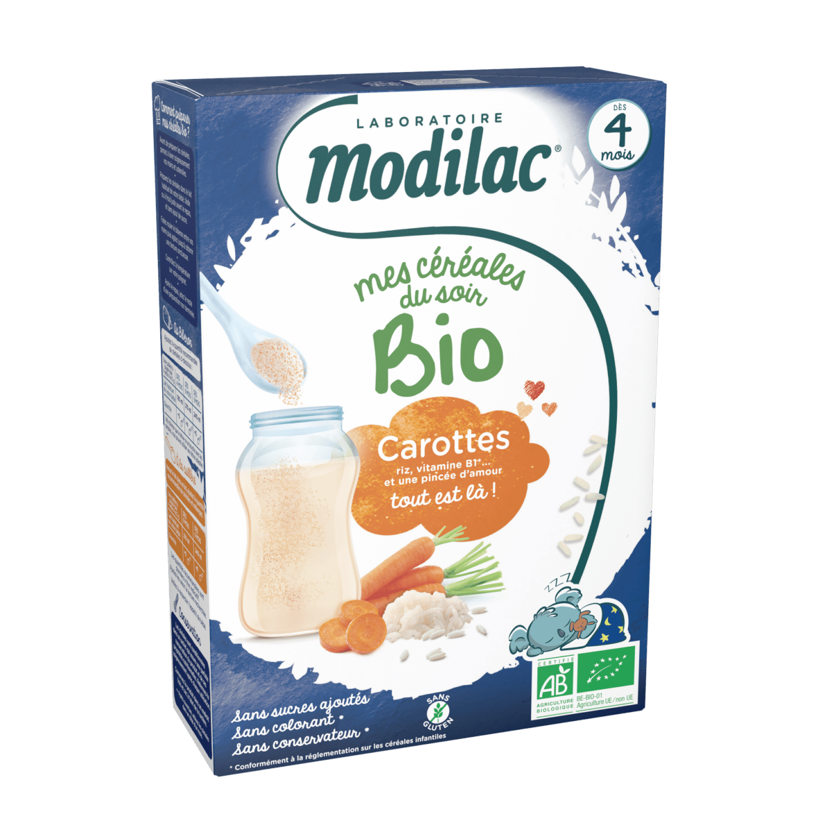 Modilac Mes céréales du soir Bio Carottes 250 g 2
