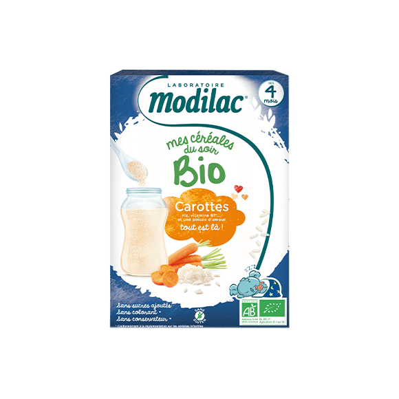 Modilac Mes Céréales du soir Bio Carottes 4m+