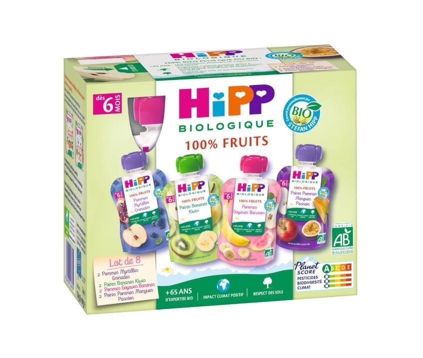 Hipp Compotes bébé 100% Fruits Multipack 8x90g 6m+