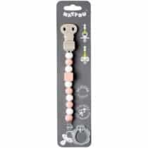 Nattou Attache tétine rose clair – blanc BEBEMAMAN.ma