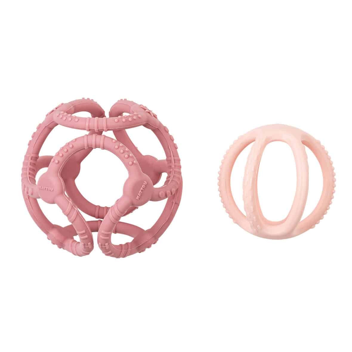 bebemaman-nattou-set-de-Balles-2-pièces-Silicone-Rose-1