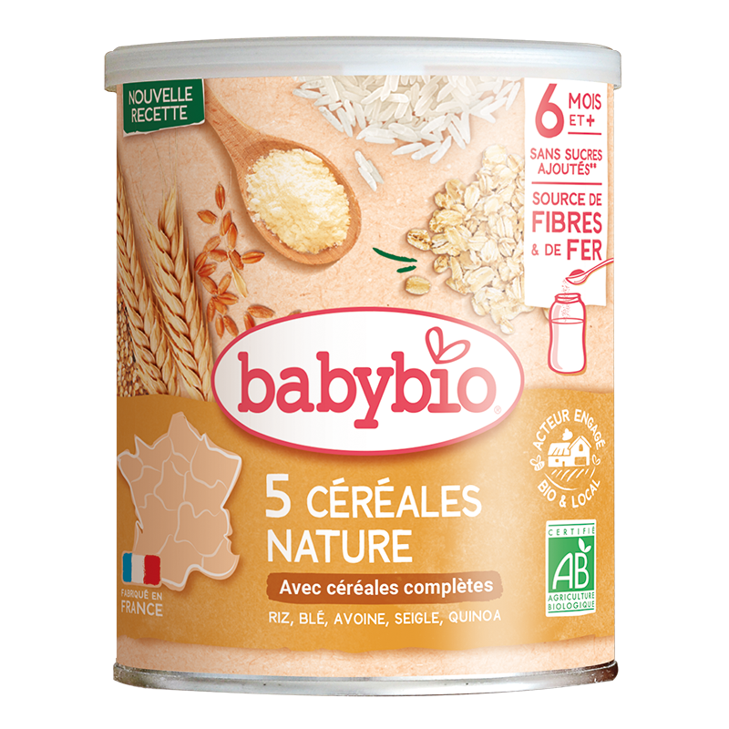 Babybio 5 céréales Nature 6mois+ 220g