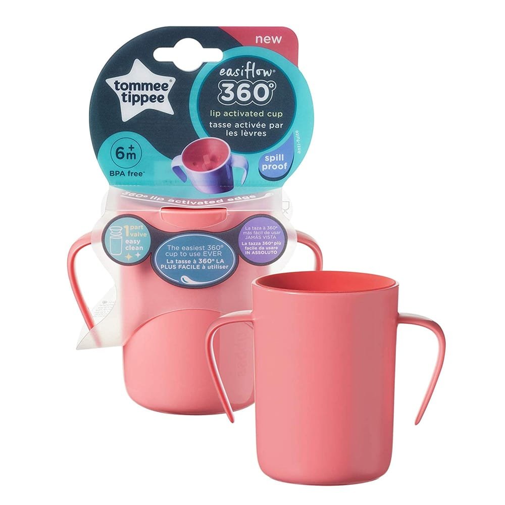 Tommee Tippee Tasse 360° avec anses rose 6m+