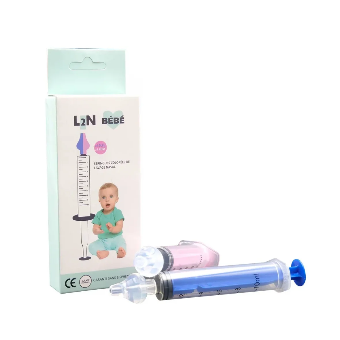L2N Lot de 2 Seringues Colorées Bébé pour Lavage Nasal