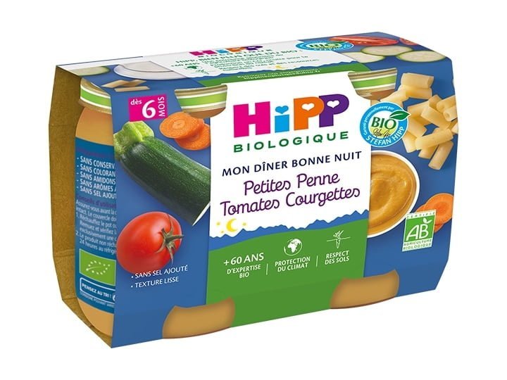 Hipp Petites Pennes Tomates Courgettes dès 6 mois 2×190 g