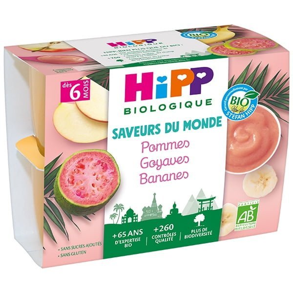 Hipp Coupelles Pommes Goyaves Bananes 6m+