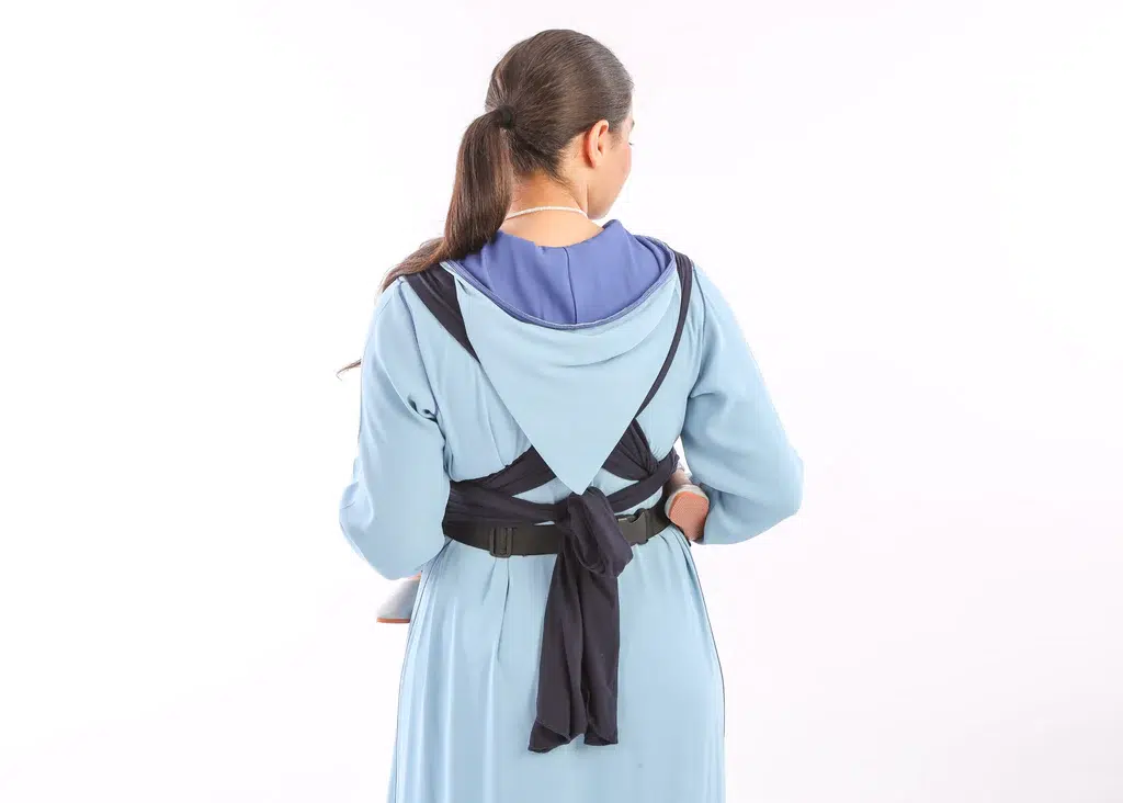 Bebemaman-Echarpe de portage avec avec soutien lombaire Bleu-2