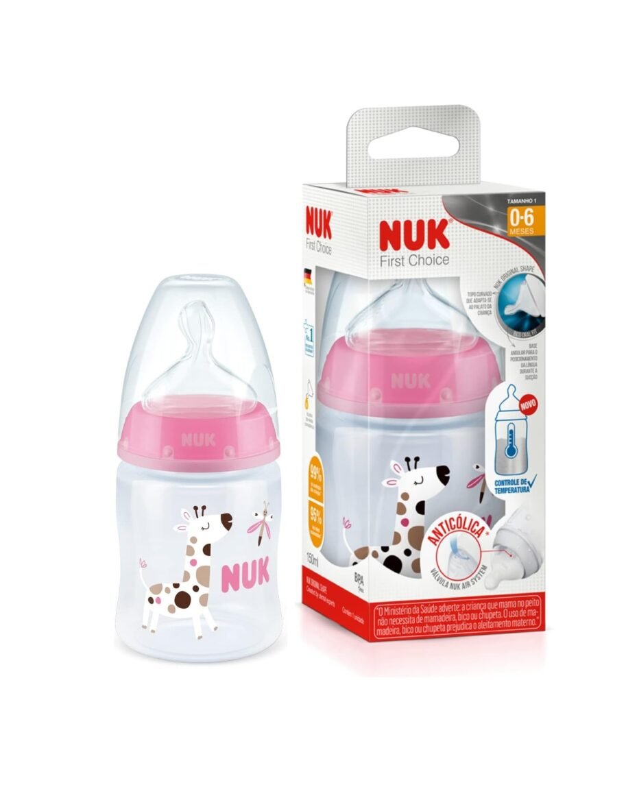 Nuk Biberon first choice+ Température control 150ml 0-6mois Rose
