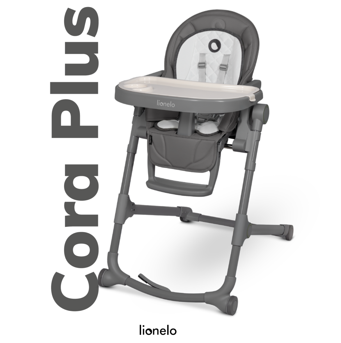 Lionelo Cora Plus – Transat et chaise haute 2 en un – Grey Stone