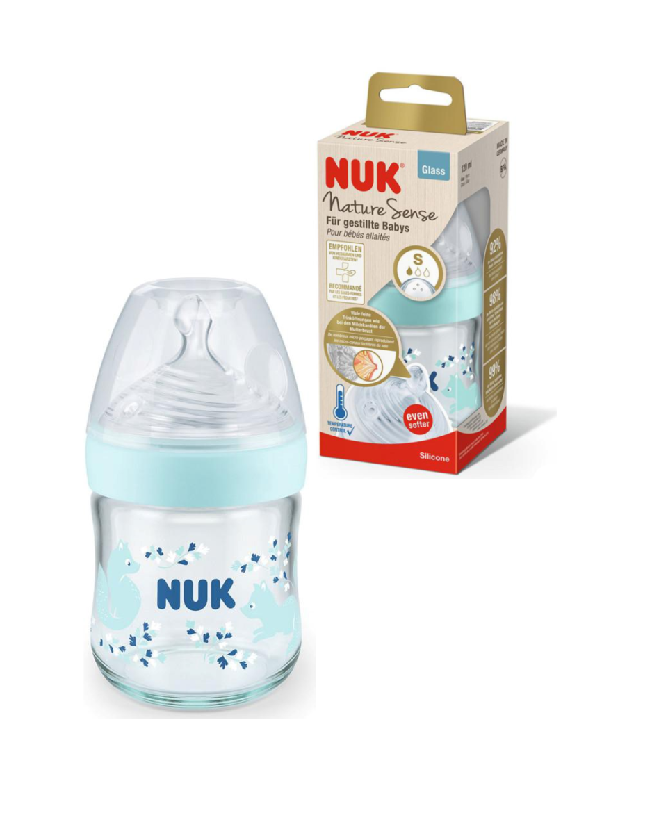 Nuk Biberon Nature Sense en Verre 120ml – Bleu