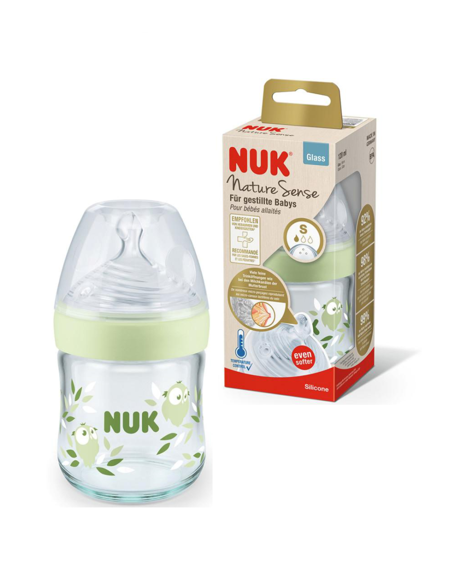 Nuk Biberon Nature Sense en Verre 120ml – Vert