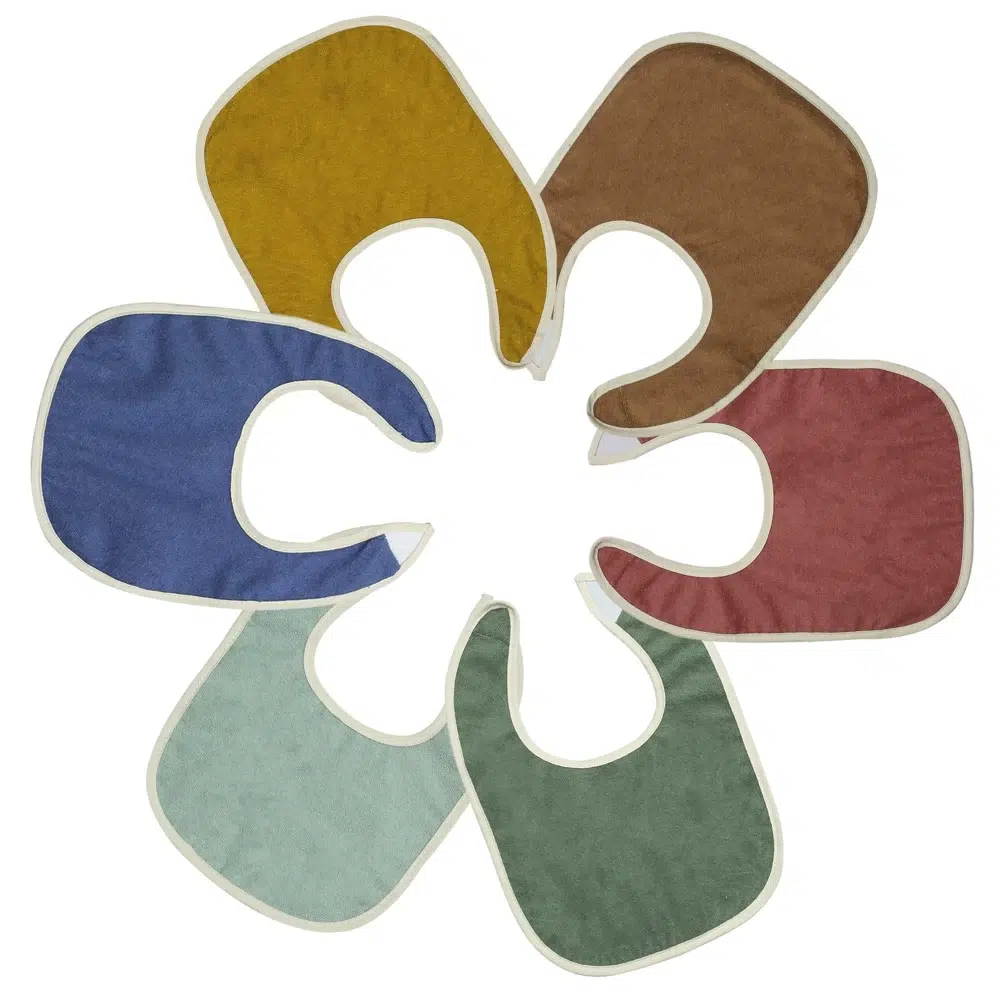 Trois Kilos Sept Lot de 6 Bavoirs unis