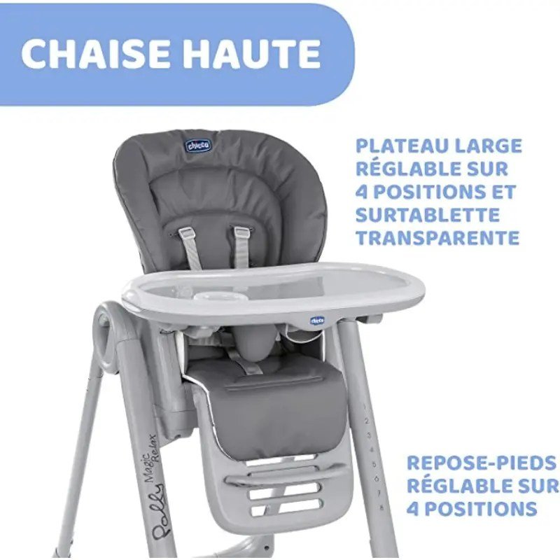 Chicco Chaise haute Polly Magic Relax Graphite-bebemaman