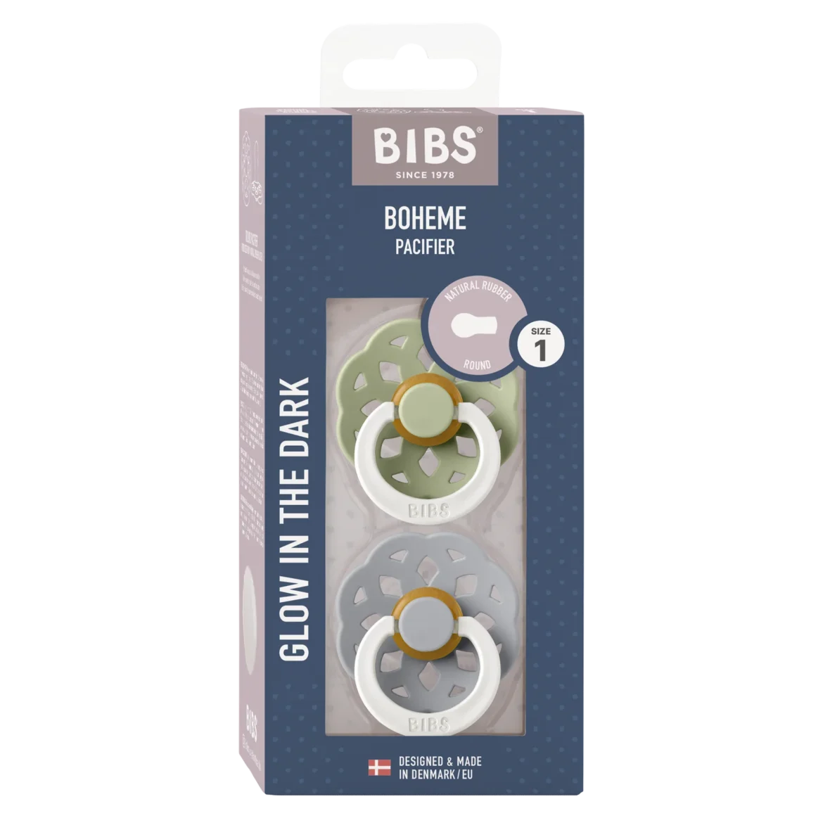 Bebemaman Bibs Lot de 2 Sucettes Boheme Sage Cloud Glow 0-6mois