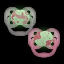 Dr.Brown’s Lot de 2 sucettes Symétriques Advantage Glow Rose/Blanc 0-6mois